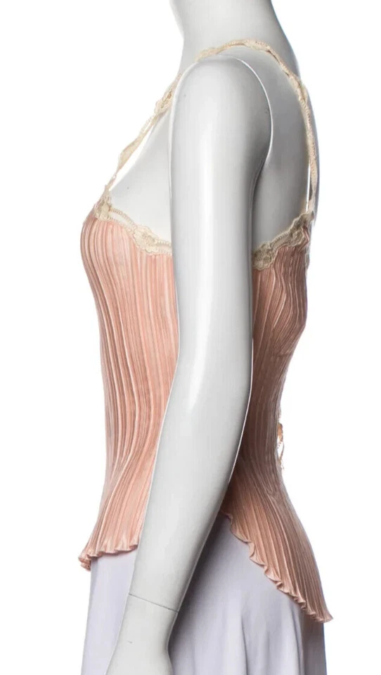 La Perla 百褶桃子手风琴文胸内衣 Chemise Top 婴儿娃娃 蕾丝 US 8 — 第 2/4 张图片