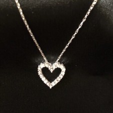 NWT Natural Diamond Heart Necklace 1/10 CTTW 925 Sterling Chain 18" Pendant