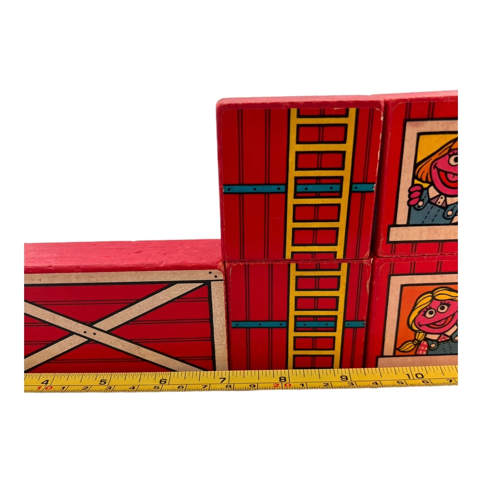 Sesame Street Creative Farm Wooden Blocks Jim Hensen Muppets Big Bird Count 1989 - Image 2 of 4