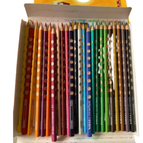 24 Lyra Pencils Colour Art Drawing Kids Natural Grip Assorted Groove 1 Sharpenne
