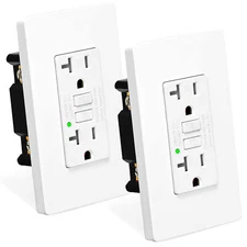GFCI Outlet 20A Amp Ground Fault Receptacle LED Indicator with Decor plate 2Pack