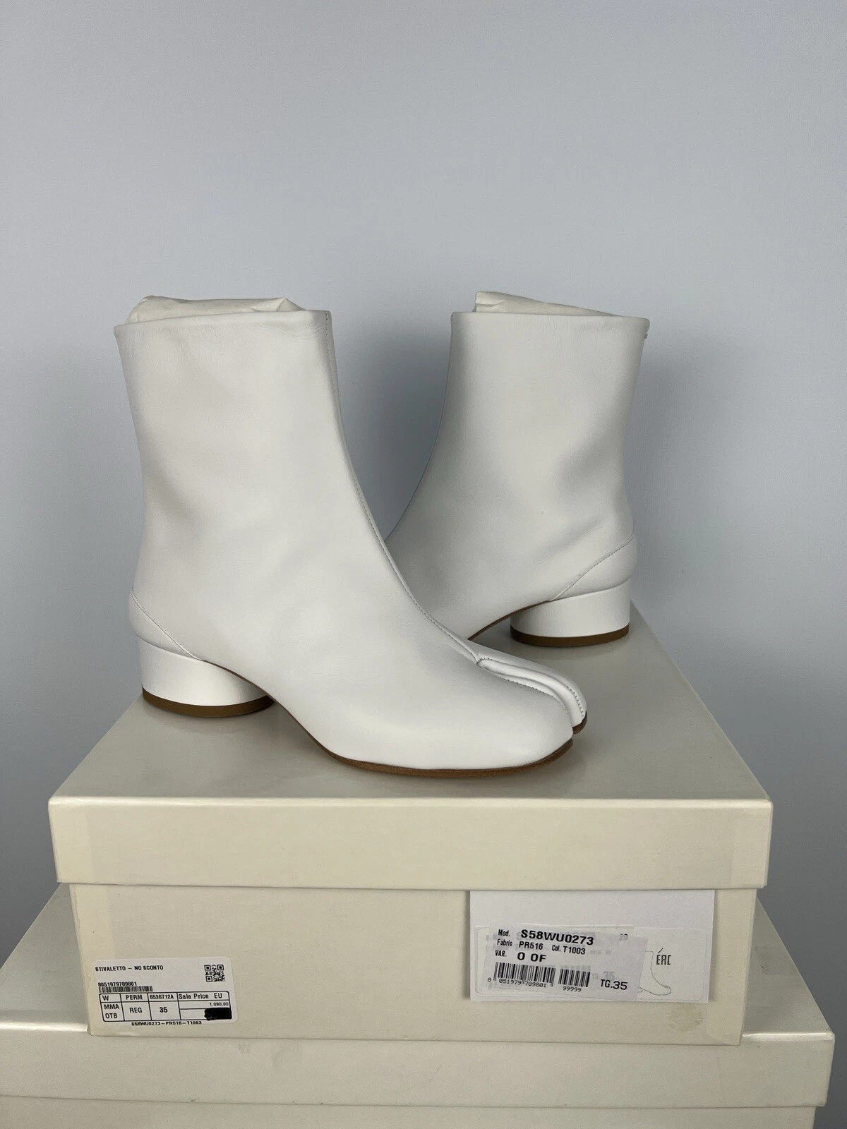 Maison Martin Margiela White Heeled Ankle Boots (New With Tag)