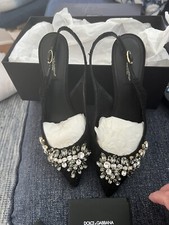 DOLCE & GABANNA SLINGBACK HEEL TAORIMINA LACE CHRYSTAL Brand New/Box