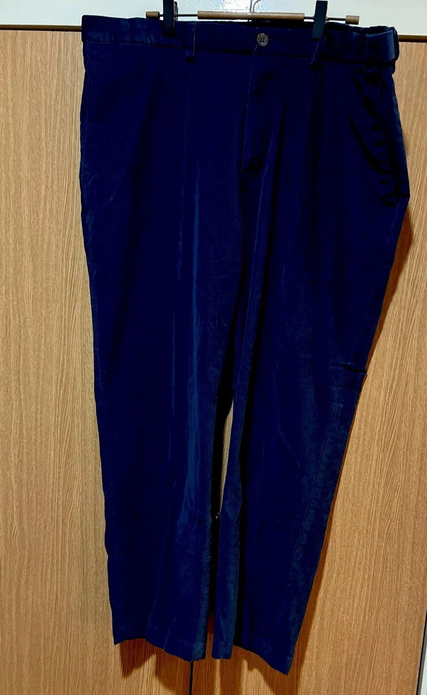 Haggar Men Pants 42x29 Blue Cotton Blend Classic Fit Premium Stretch Corduroy