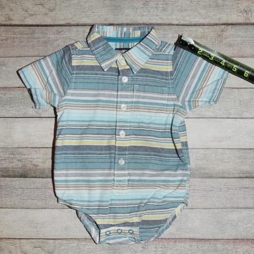 Osh Kosh B'Gosh Infant Boy's Size 18M Blue Plaid Short Sleeve Collard One Piece - Picture 6 of 11