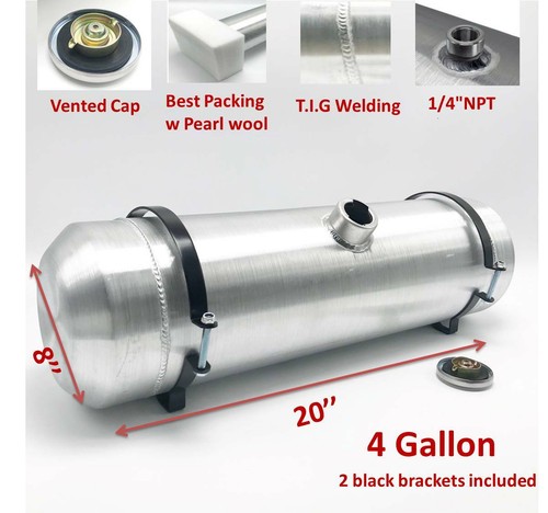 Round Spun Fuel Tank 4 Gallons 8"x20" Center Fill 1/4'' NPT Gas Tank For Hot Rod - Picture 7 of 8