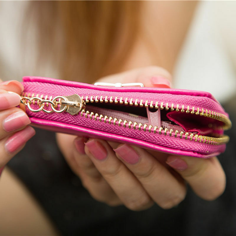 Small Slim Wallets For Women – Zipper Coin Purse, ID Card Holder, Compact Clutch With Tassel