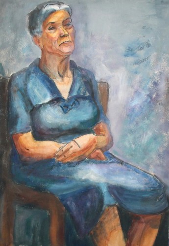 Vintage gouache painting old woman portrait - Picture 8 of 12