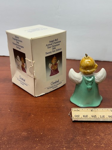 1996 Goebel Annual Angel Bell Christmas Tree Ornament - Green Gown - MIB - Picture 2 of 5