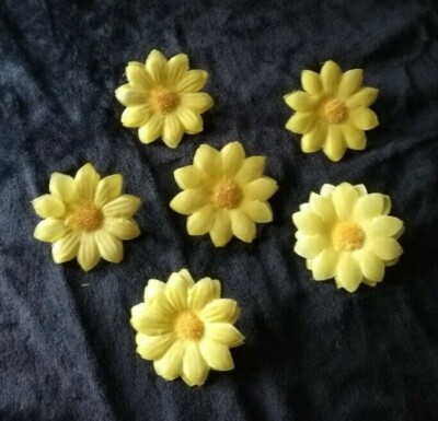 6 x gelbe Gänseblümchen Blume Floral Stanzformen Stoff Verzierungen Scrapbooking Handwerk