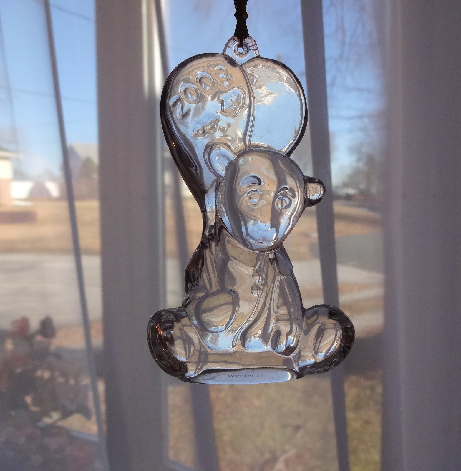 Vtg Marquis Waterford Teddy Bear W Balloons Crystal Xmas Tree Ornament