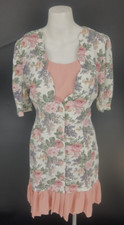 Vintage Victoria Ashley Pink Floral Dress Size S Made in USA Cottage Core