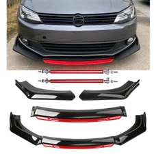 Front Bumper Lip Body Kit Splitter Spoiler For VW Jetta MK6 Glossy Black