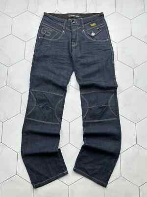 Vintage G-Star RAW Dark Wash Denim Jeans Biker Moto Mens W30 Y2K Blue