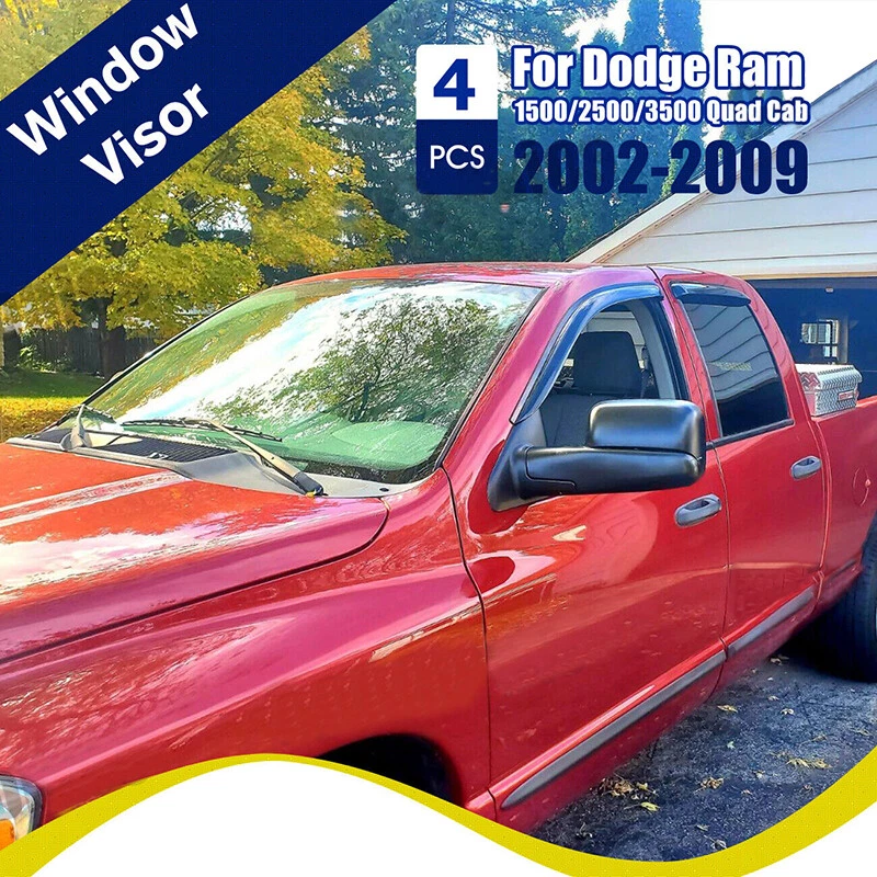 4X Window Visor Sun Rain Guards Vent For Dodge Ram 2500 3500 Quad Cab 2003-2009 Foto 4 de 4