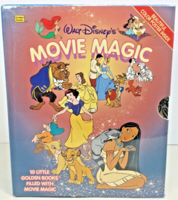 WALT DISNEY'S Movie Magic 10 Little Golden Books With Poster 1995