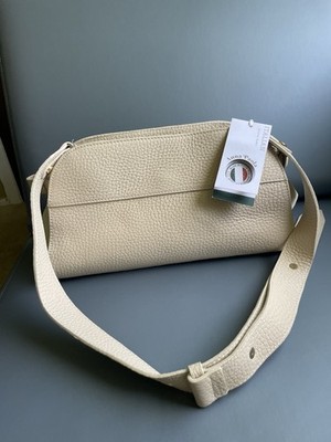 NEW Anna Paola Cream/Latte Italian Leather Suede Shoulder Crossbody Bag