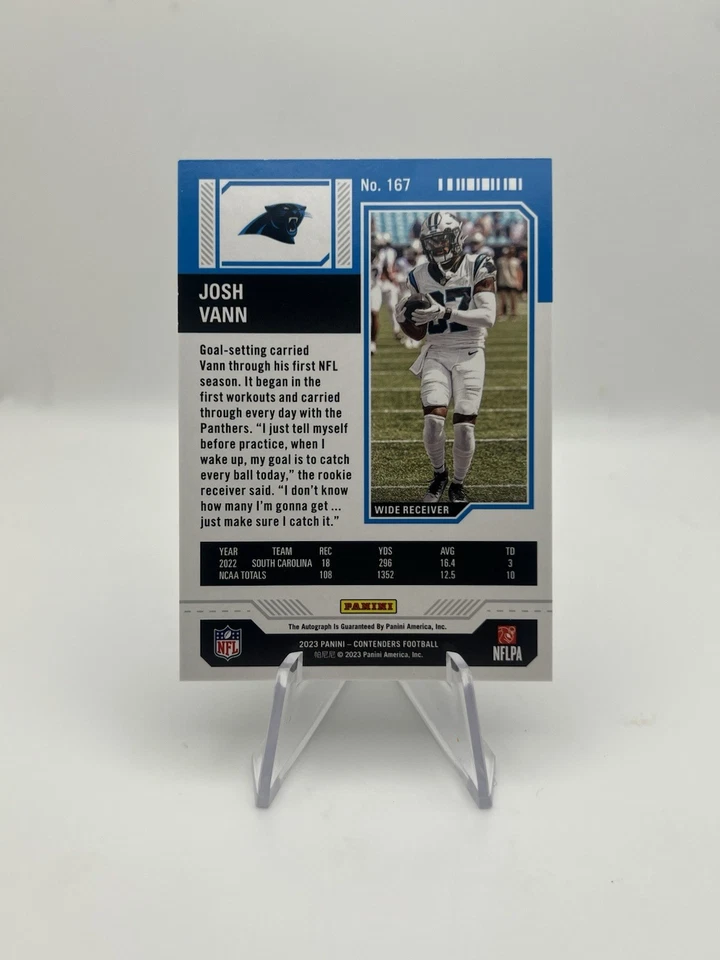 2023 Panini Contenders Josh Vann /23 RC Rookie Auto #167 Cracked Ice 🧊 - Image 2 of 2