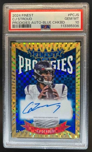 2024 Finest CJ Stroud Prodigies Auto Blue Checkerboard Refractor #/99 PSA 10