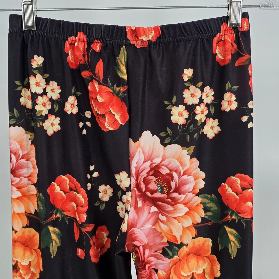 LILY by Firmiana Fashion Red Pink Floral Black Leggings XS 95 % Polyester China Foto 2 de 4