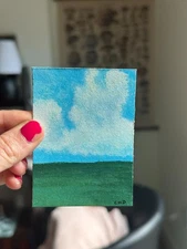 ACEO Original Landscape Art Card Acrylic/Canvas Hand Painted 2.5 In x3.5 In