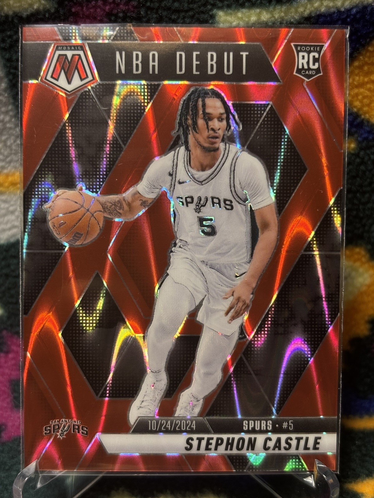 2024-25 Panini Mosaic NBA Debut Red Seismic Prizm /299 Stephon Castle Rookie RC