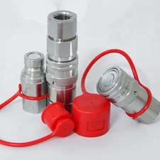 2 Flat Face Hydraulic Coupler 1/2" Body x 1/2" NPT Thread for Bobcat Skid Steer