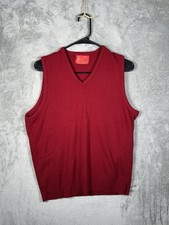 Vintage Sears Kings Road Shop Men's Red Acrylic Vest Size Medium 1970s V Neck