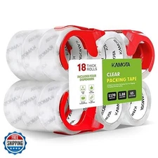 KAMOTA Packing Tape, 18 Rolls Heavy Duty Clear Packaging Tape for Shipping Pa