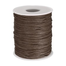 HARFINGTON Waxed Cotton Cord 1mm 100 Yards Brown Wax String Beading 