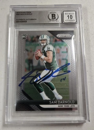 Sam Darnold Signed Jets 2018 Panini Prizm #203 Rookie Card RC Beckett Auto 10