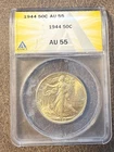 1944 50C Walking Liberty Half Dollar ANACS AU 55 Gorgeous Type Example Cheap