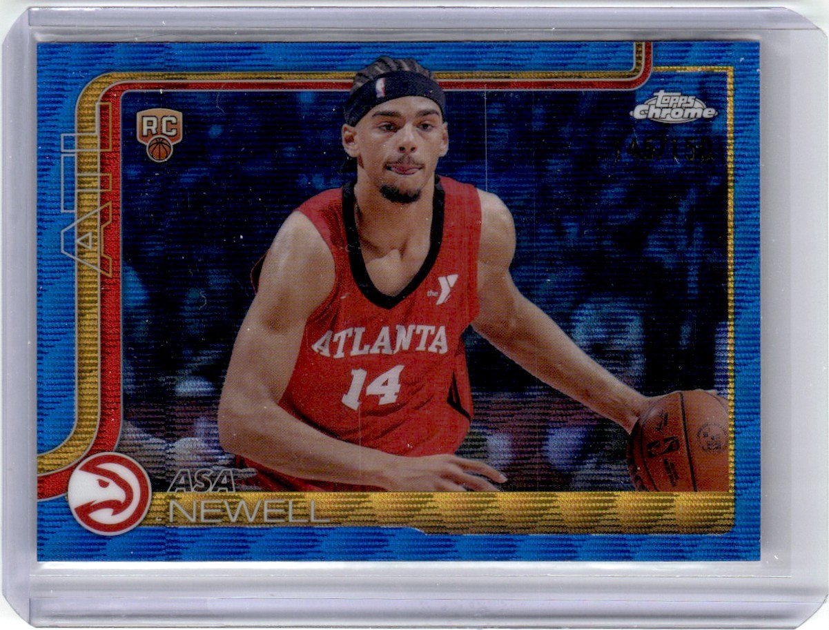 2025-26 Topps Chrome Blue Wave /150 Asa Newell RC 145/150 Atlanta Hawks #273