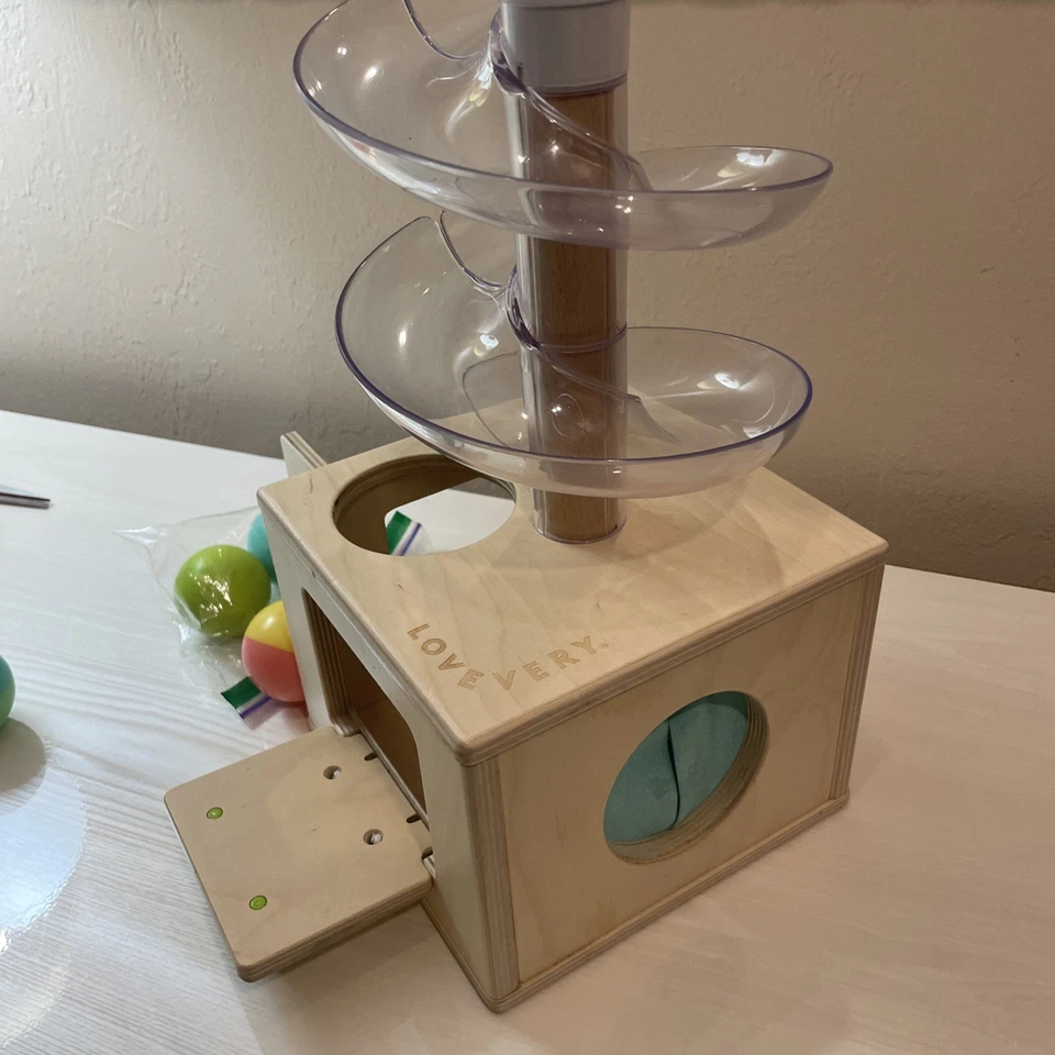 Lovevery Slide and Seek Box w/ multiple openings-4 balls Cognitve Dev  age 1+ - Image 2 of 4