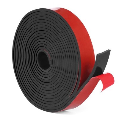 Adhesive Rubber Strips, 1.5 W x 1/8 T x 180 L, Black Neoprene Roll, Gasket