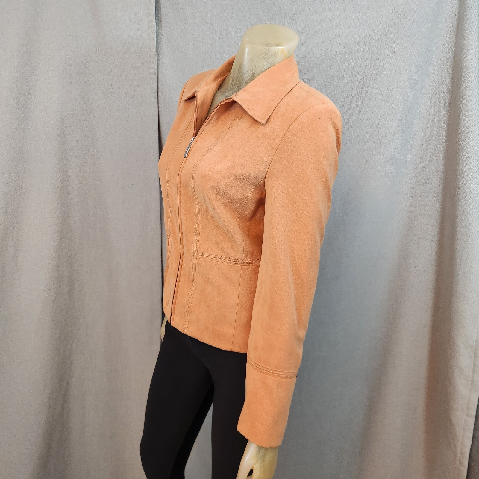 Conrad C Solid Orange Full Front Zip Long Slv Jac… - image 6