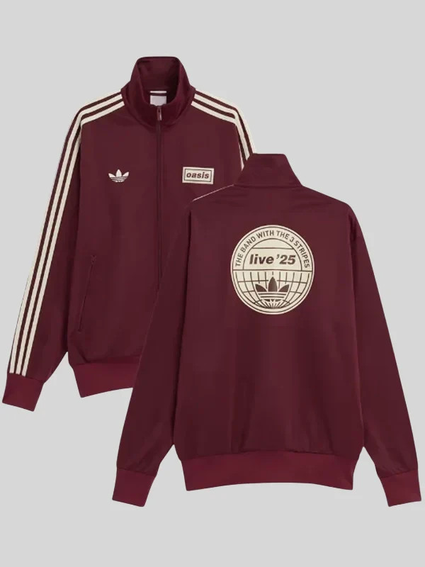 oasis adidas Live'25 track jaket マルーン Adidas x Oasis Maroon Track Jacket Fast Shipping Limited