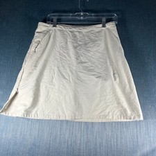 Patagonia Women's Skirt Skort 8 Beige Slash Pocket Slits Side Zip Golf Tennis