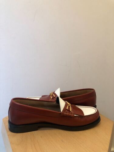 CELINE Luco Triomphe Burgundy Brown White Fringe Gold Hardware Loafers 37.5 - Picture 8 of 14