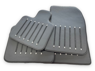 Black Leather Floor Mats For Rolls Royce Black Badge Wraith 2013-2017 AutoWin