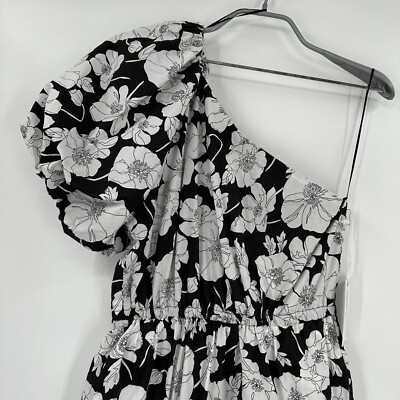 Hyacinth House by Tuckernuck Black Floral One Shoulder Maureen Maxi Dress  sz XS | eBay