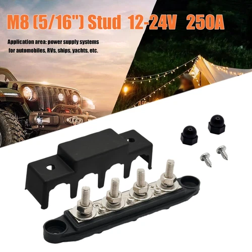250A 12V-24V Sammelschiene Stromverteilerblock 4 Bolzen Abzweigblock KFZ - Bild 12 von 24