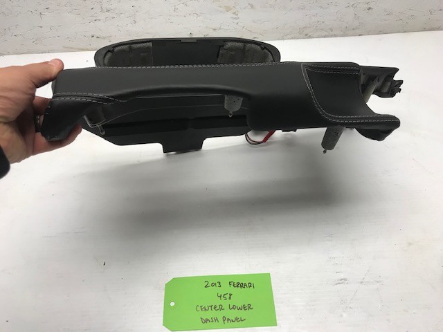13 FERRARI 458 F142 OEM BLACK LEATHER CENTER LOWER DASH PANEL 10-15