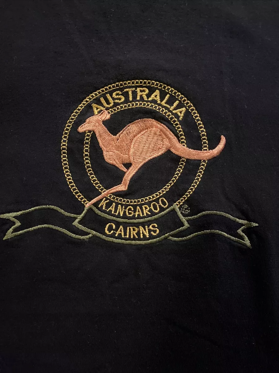 Embroidered Australia Cairns Kangaroo Black T Shirt Unisex Size Small | eBay