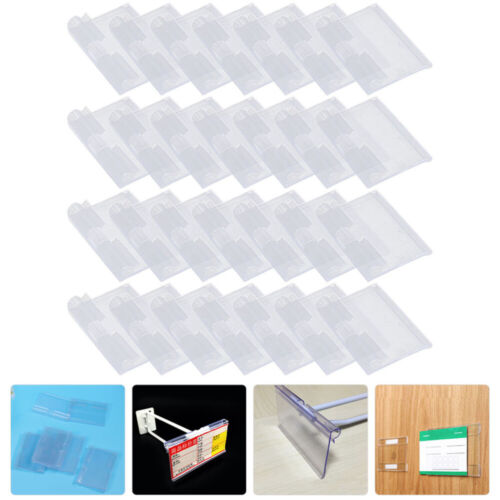  50 Pcs Clear Tag Holder Transparent Price Display Shelf Labels - Picture 1 of 12