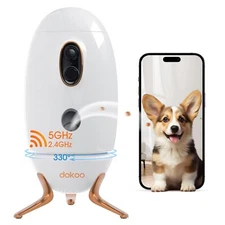 Dokoo Dog Camera Treat Dispenser 2K/4MP HD 330° Cam Dog Pet Home Security Camera