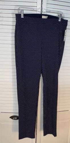 Maison Jules Flocked Plaid Blue White Casual Trousers Pants Womens Large NWT