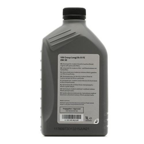 OLIO MOTORE ORIGINALE VOLKSWAGEN 0W30 LONGLIFE III FE VW 50400 50700 5 LITRI - Foto 6 di 7