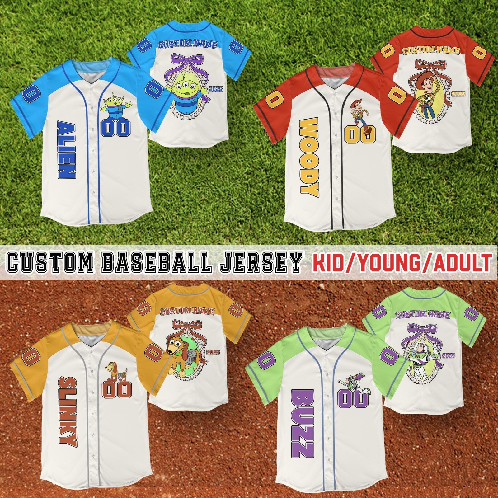 Custom Toy Story Disney Baseball Jersey Gift for Kids Adults
