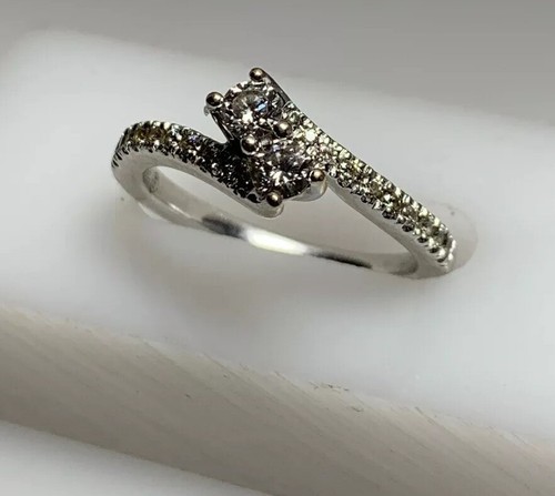 "Ever Us" Two-Stone Ring Set 0.40TCW Diamonds 14K White Gold size 7 - 第 2/7 張圖片
